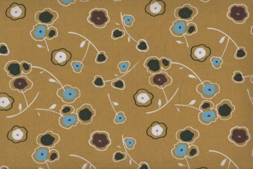 Manta Organic flor retro ocre