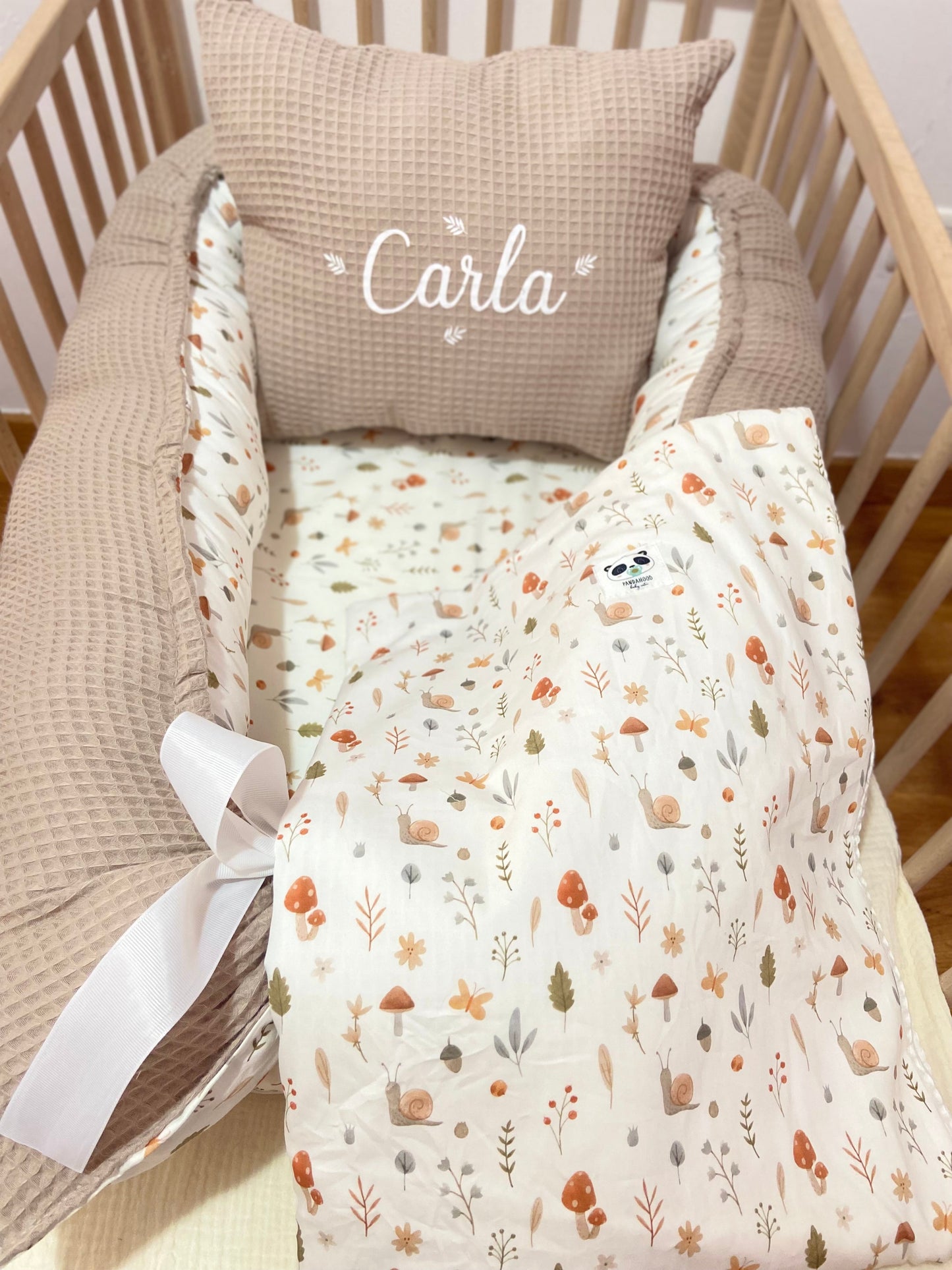 Pack Baby Nido Caracol (nido, manta y cojín personalizado)