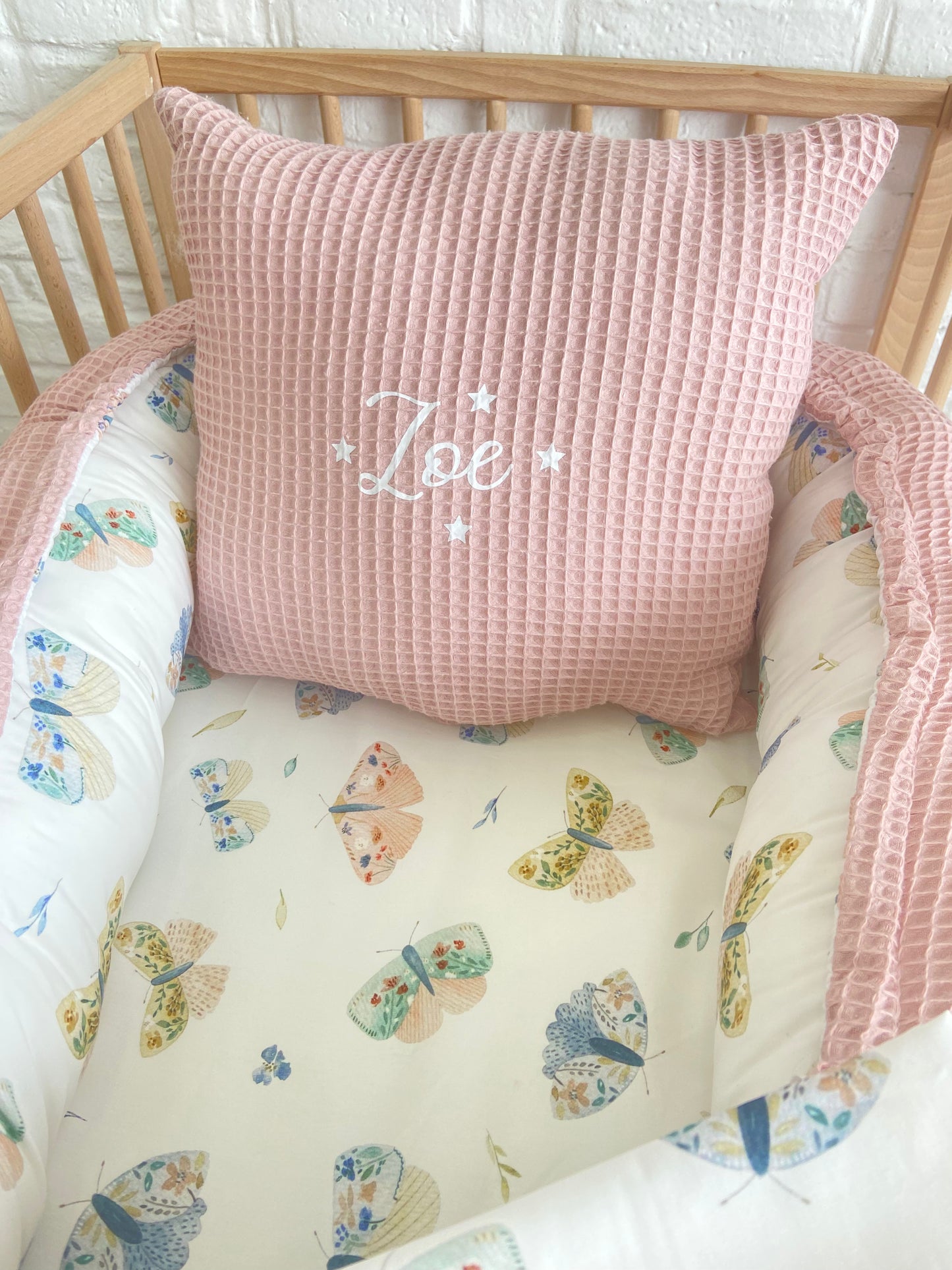 Pack Baby Butterfly (nido, manta y cojín personalizado)