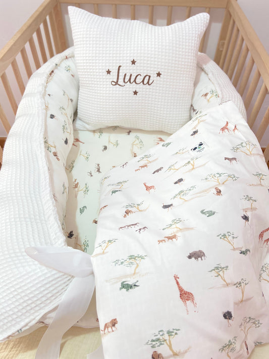 Pack Baby Nido Sabana mini(nido, manta y cojín personalizado)